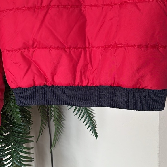 Tommy Hilfiger Tommy Girl Jeans Red Zippered Cropped Puffer Jacket Winter Coat - Picture 10 of 14